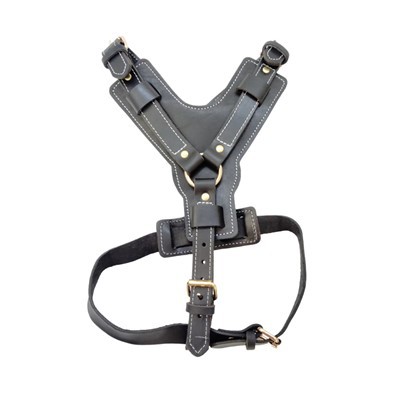 Harnais Cŵn Lledr Dyletswydd Trwm