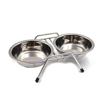 Silff Bowliau Cŵn Dur Di-staen Dwbl